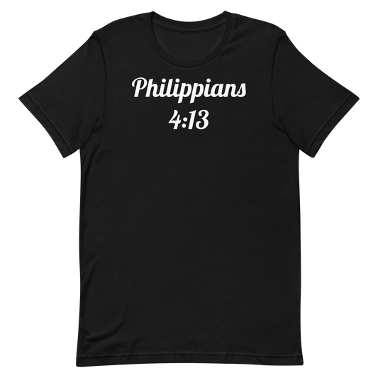 Philippians 4:13 Power Tee – I Can Do All Things White Print Motivational Christian T-Shirt